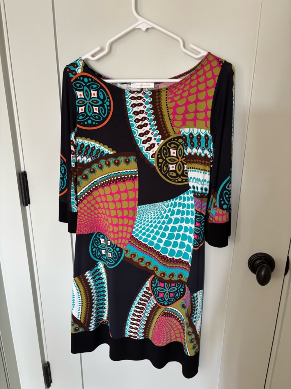 Papillon Blanc Multicolor Boho Scoop Neck Tunic Dress
